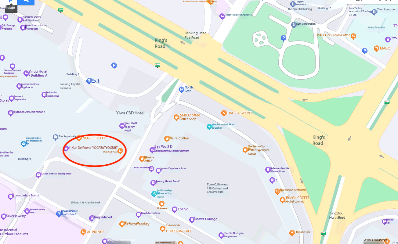 KUNDE ELECTRIC Location Map - Yiwu Binwang Market